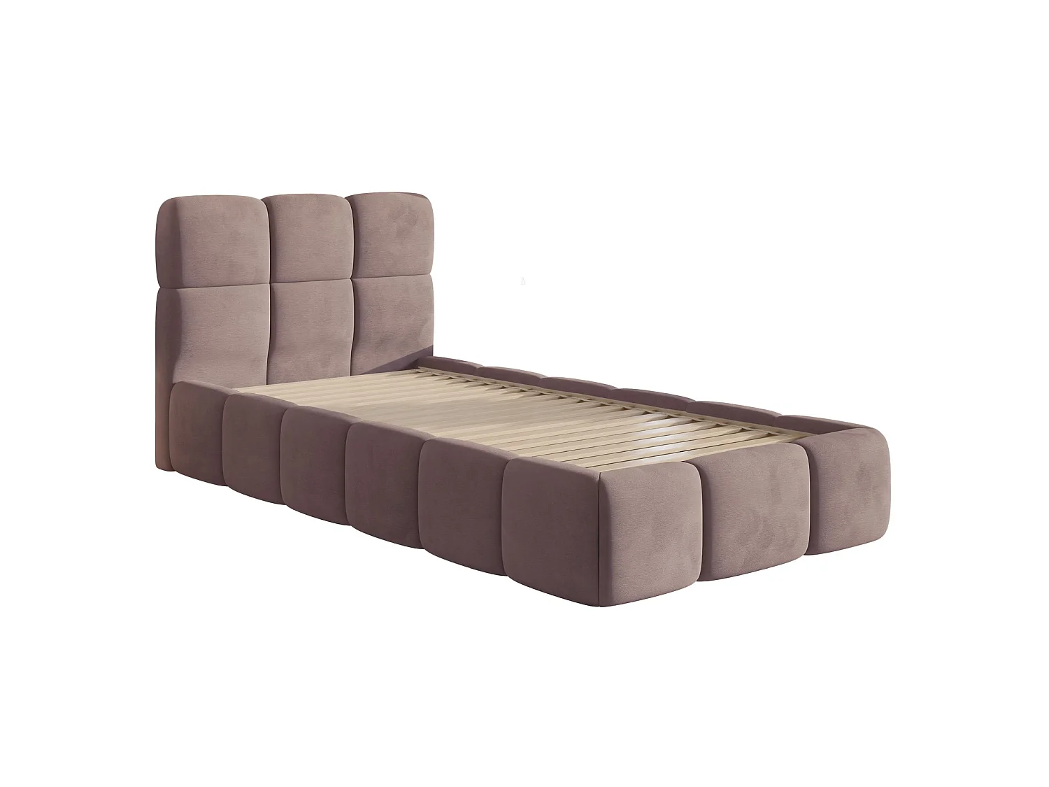 Lit rembourré 90x200 – Velours Rose clair – CLOUDY