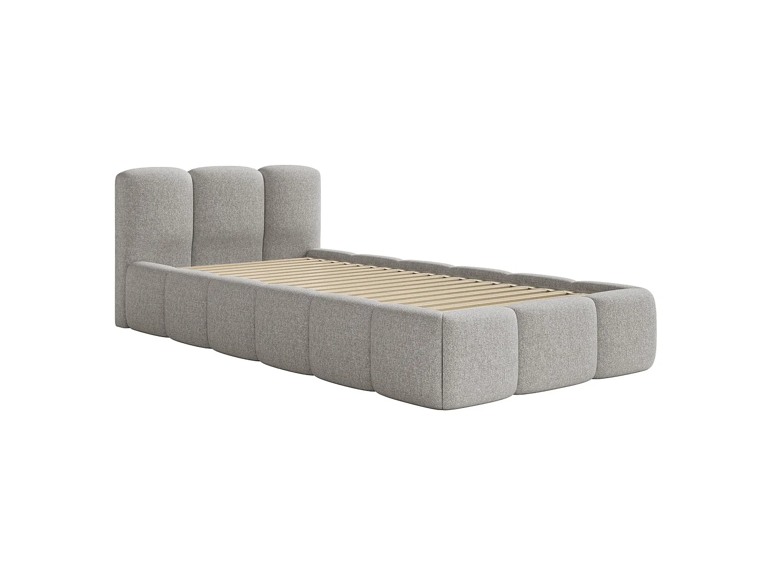 Gestoffeerd bed 90x200 cm – Chenille Lichtgrijs – CLOUDY LOW