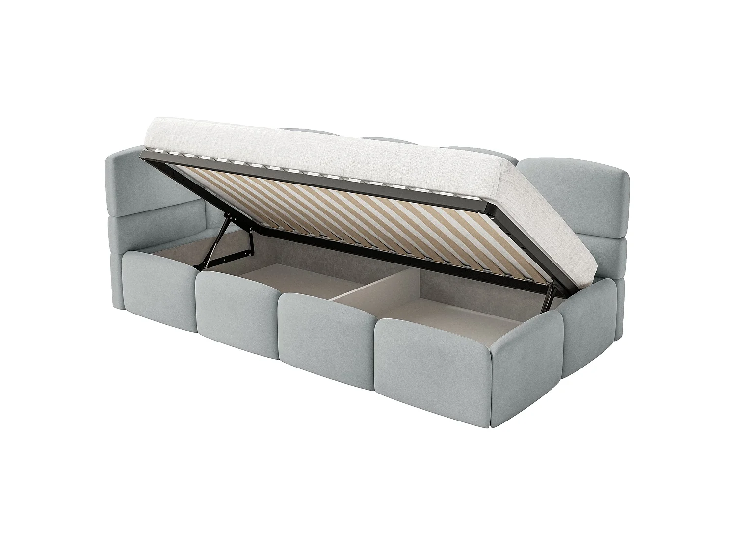 Lit ado 90x200 – tête de lit à gauche – velours Gris – CLOUDY
