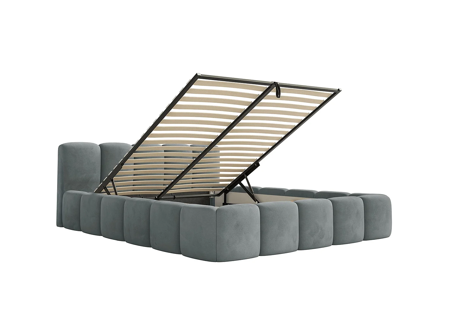 Gestoffeerd bed 120x200 – met opbergruimte – Fluweel Grijs – CLOUDY LOW