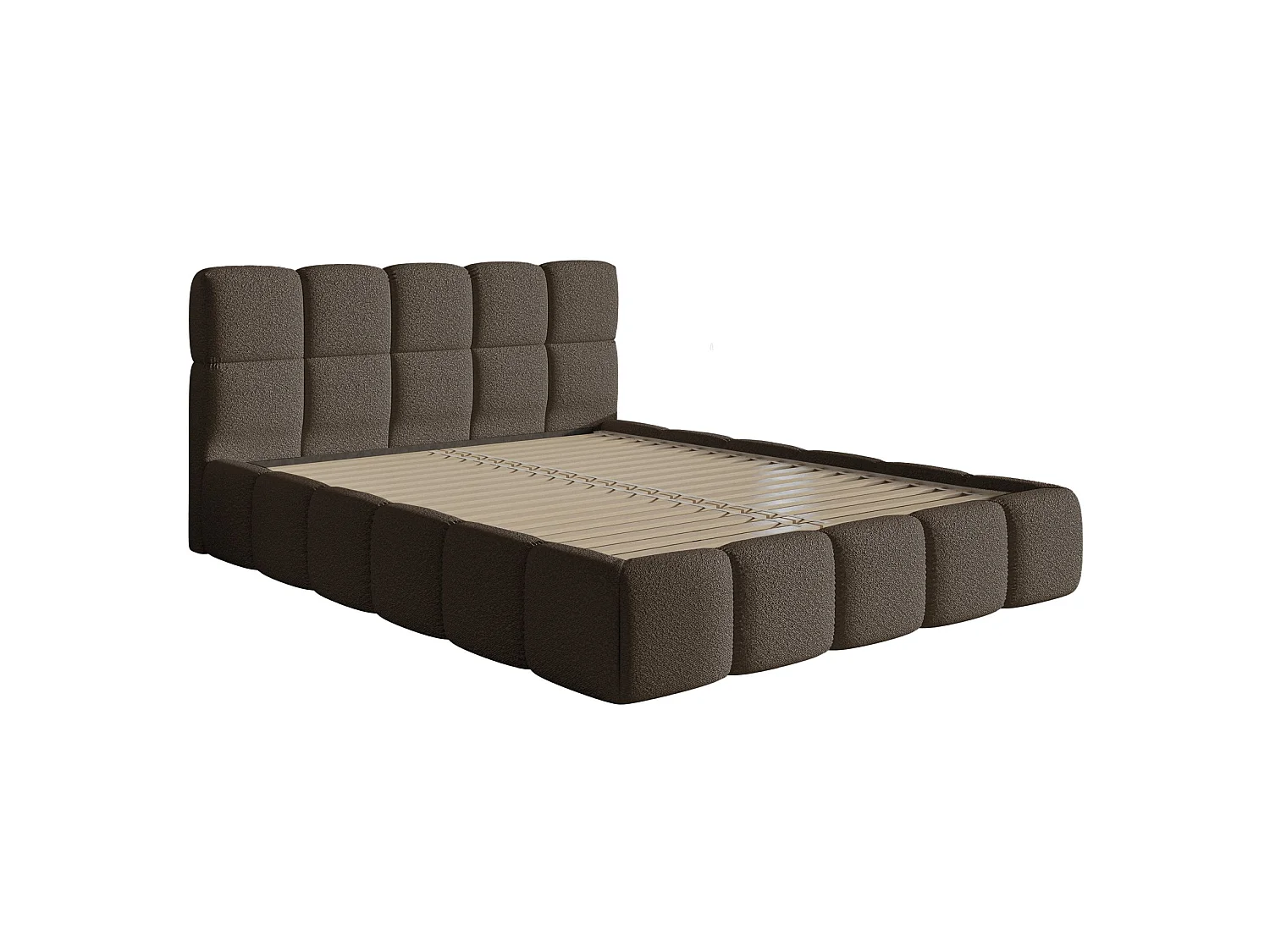 Lit rembourré 120x200 – Bouclé Marron – Cloudy