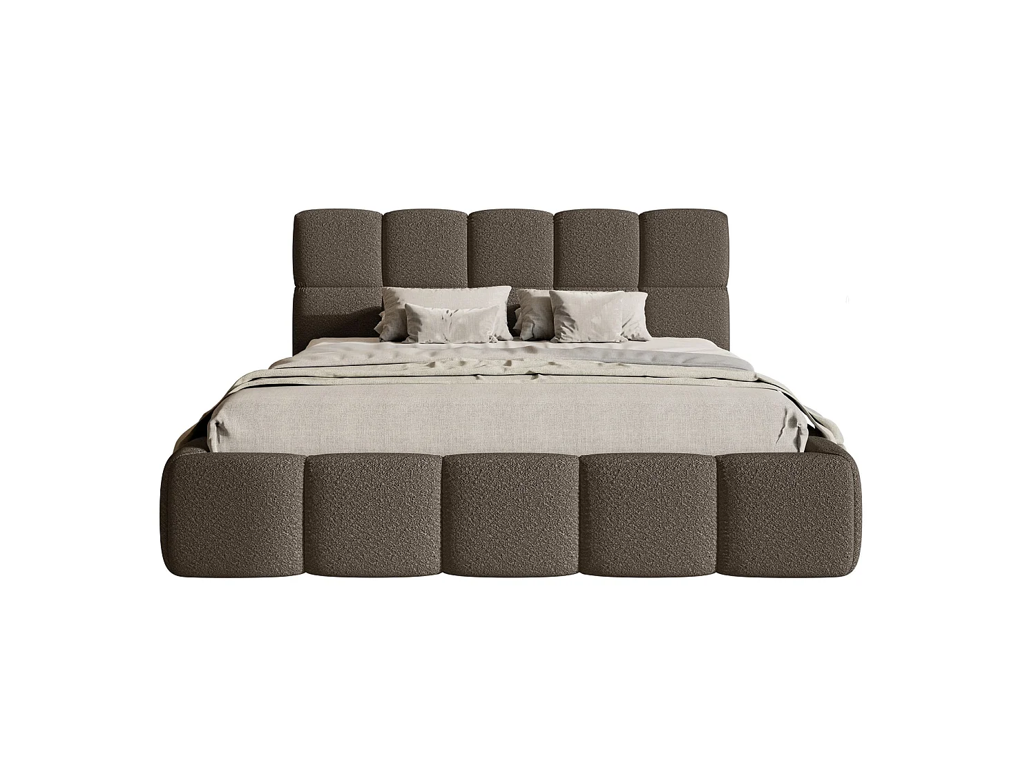 Lit rembourré 120x200 – Bouclé Marron – Cloudy
