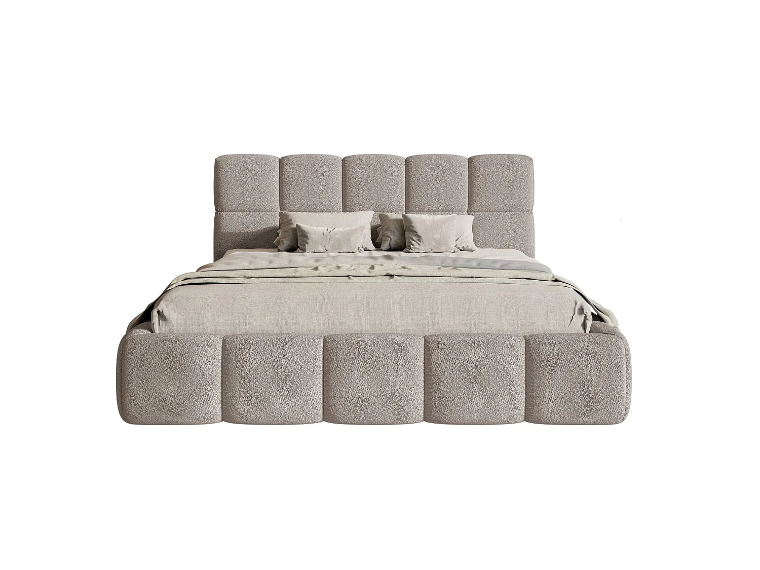 Lit rembourré 120x200 – Bouclé Gris clair – Cloudy
