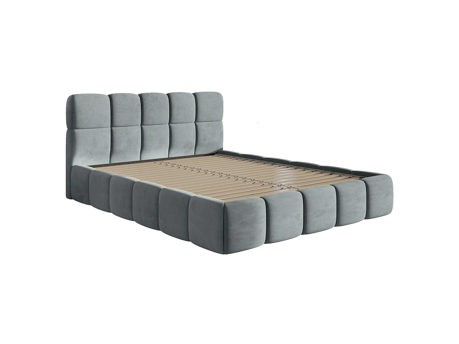 Gestoffeerd bed 120x200 – Fluweel Grijs – Cloudy