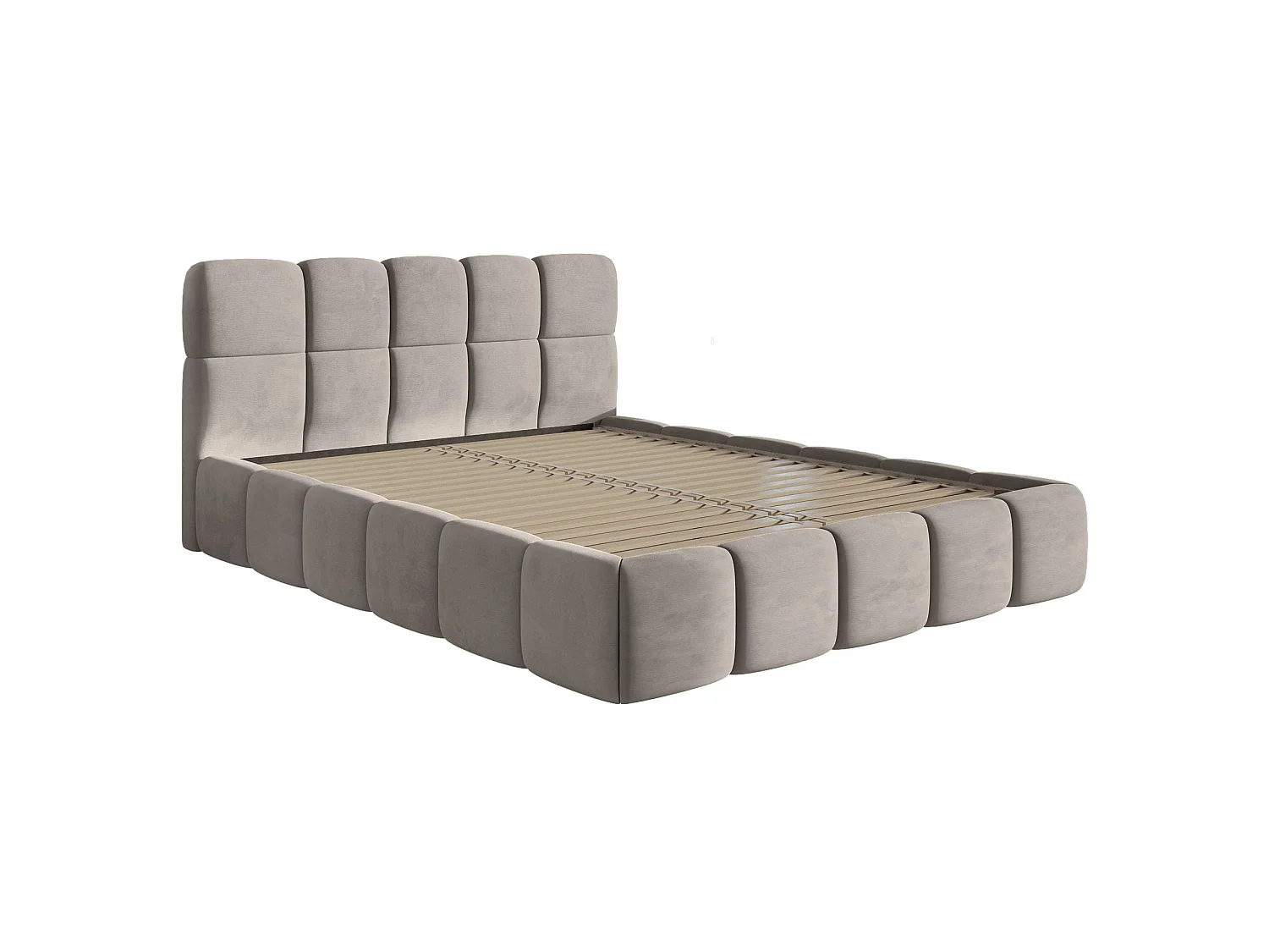 Gestoffeerd bed 120x200 – Fluweel Lichtgrijs – Cloudy