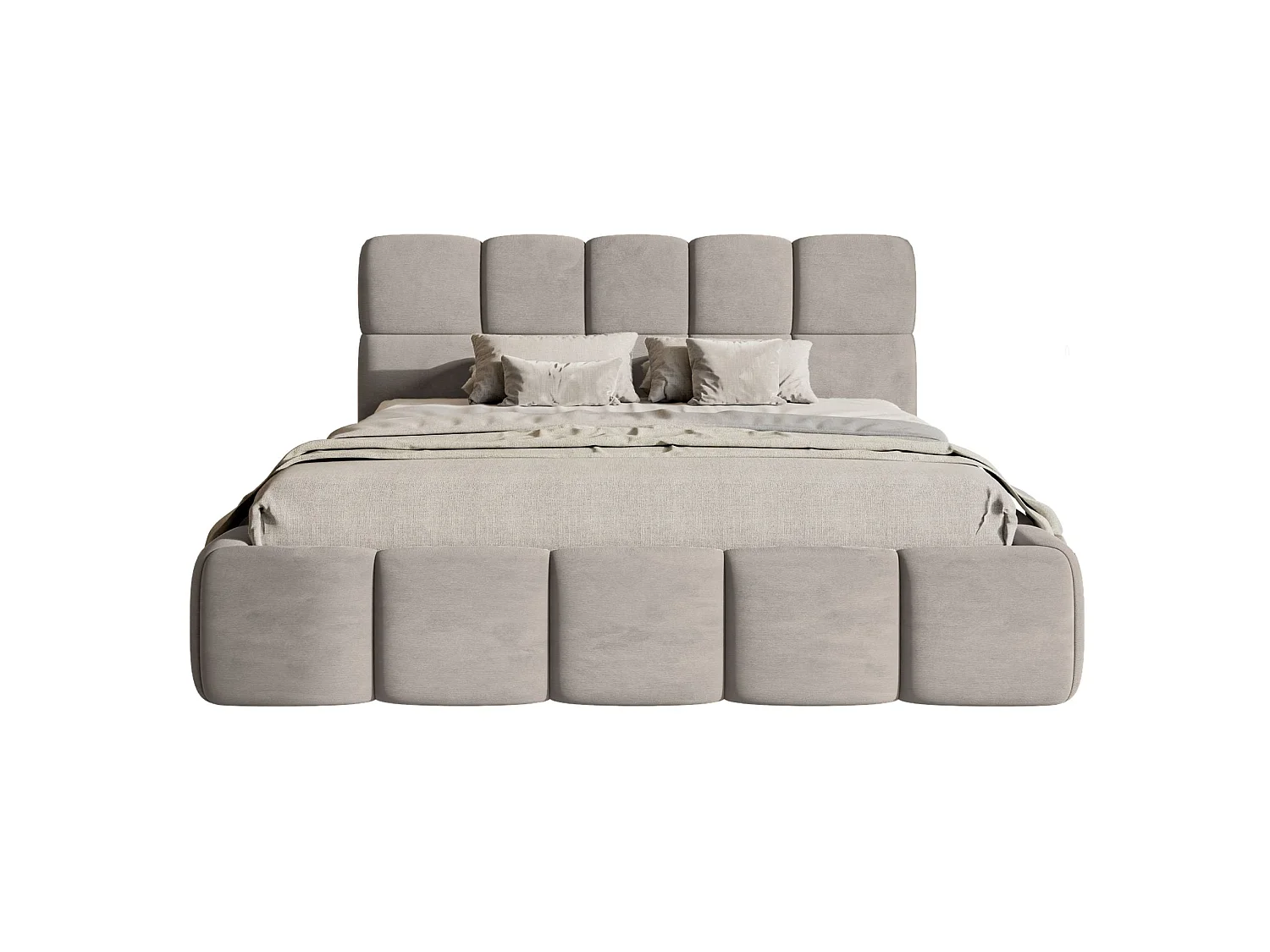 Gestoffeerd bed 120x200 – Fluweel Lichtgrijs – Cloudy