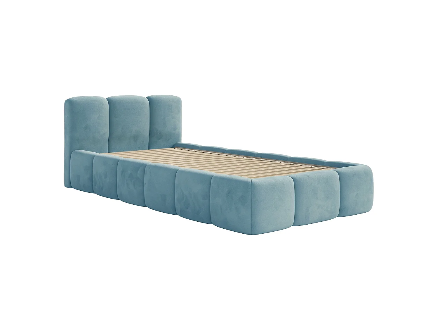 Gestoffeerd bed 90x200 cm – Fluweel Lichtblauw – CLOUDY LOW