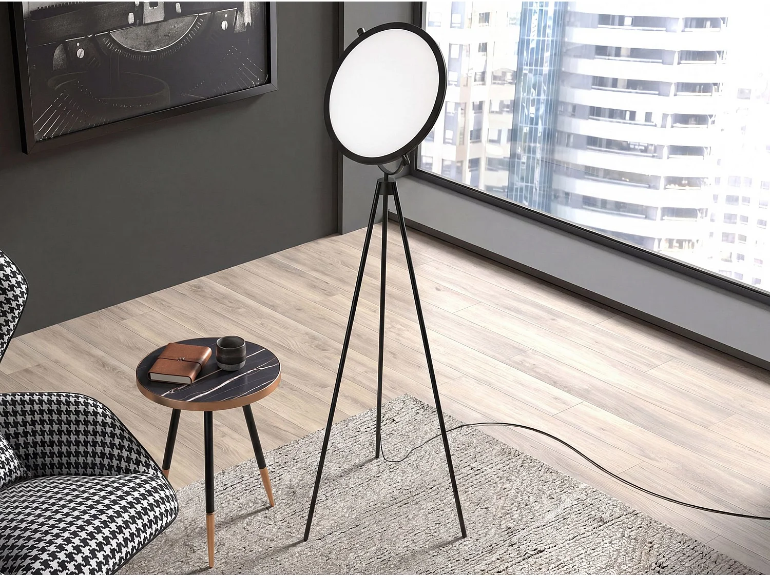 Lampadaire en acier noir 8102 ANGEL CERDA