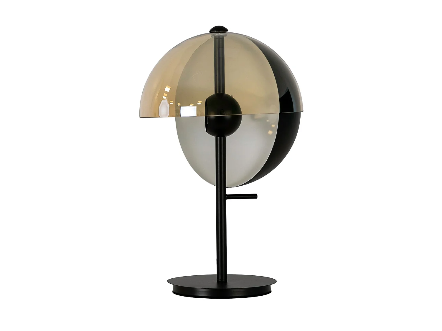 Lampe de table en verre fumé ambre et acier noir et blanc avec base en acier noir 8112 ANGEL CERDA