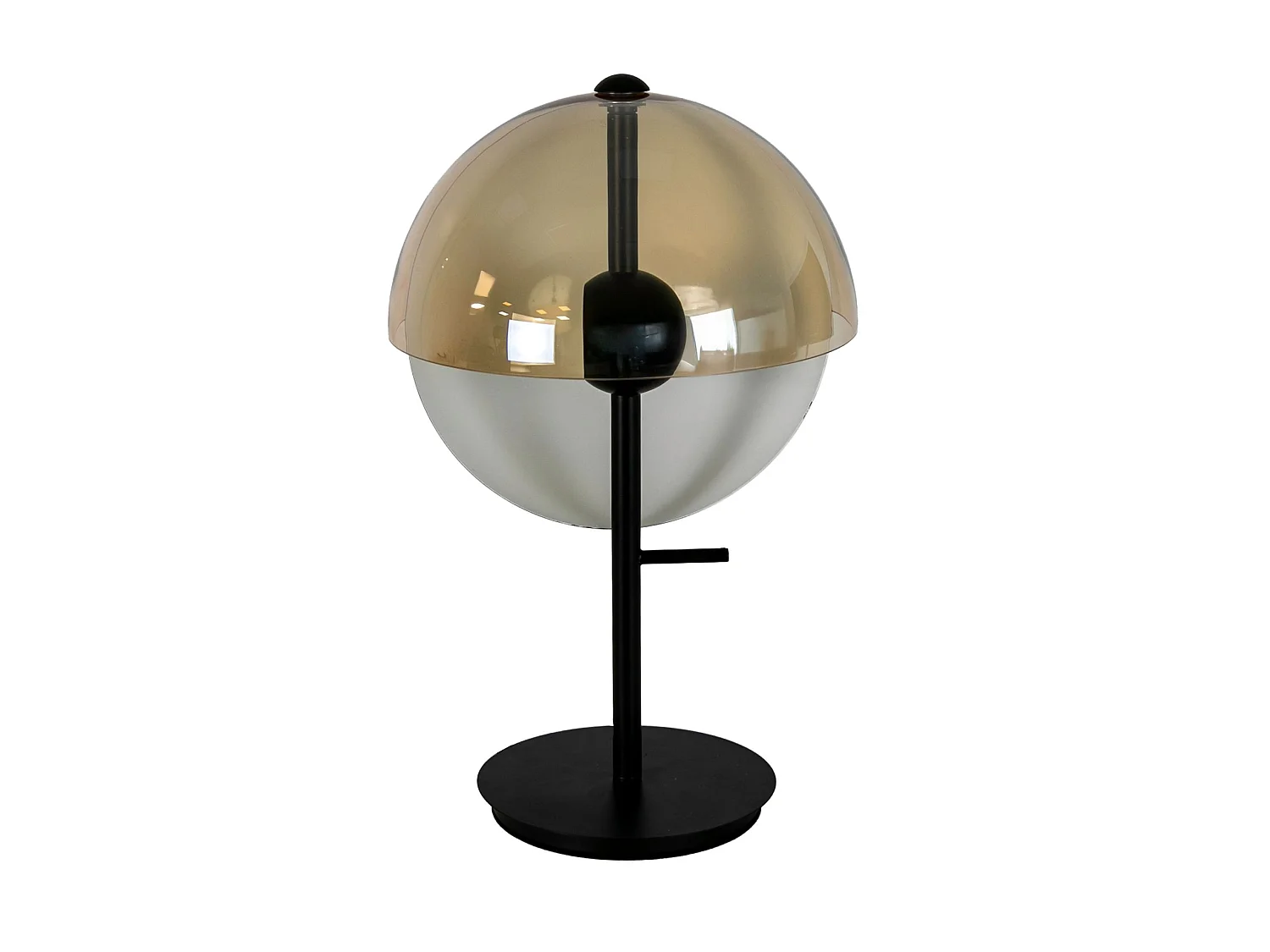 Lampe de table en verre fumé ambre et acier noir et blanc avec base en acier noir 8112 ANGEL CERDA