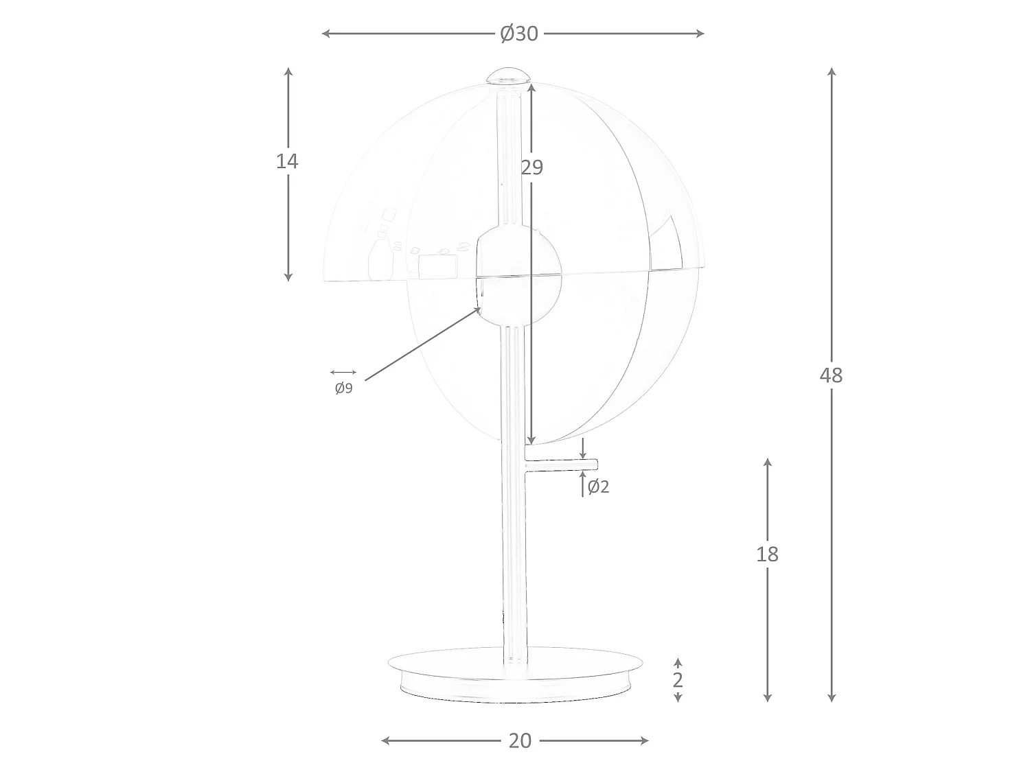 Lampe de table en verre fumé ambre et acier noir et blanc avec base en acier noir 8112 ANGEL CERDA