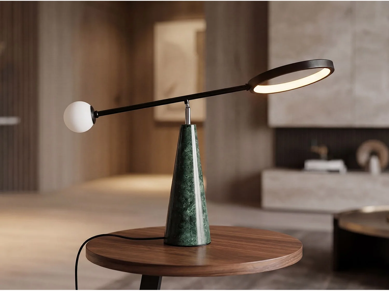 Lampe de table en acier noir et marbre céramique 8093 ANGEL CERDA