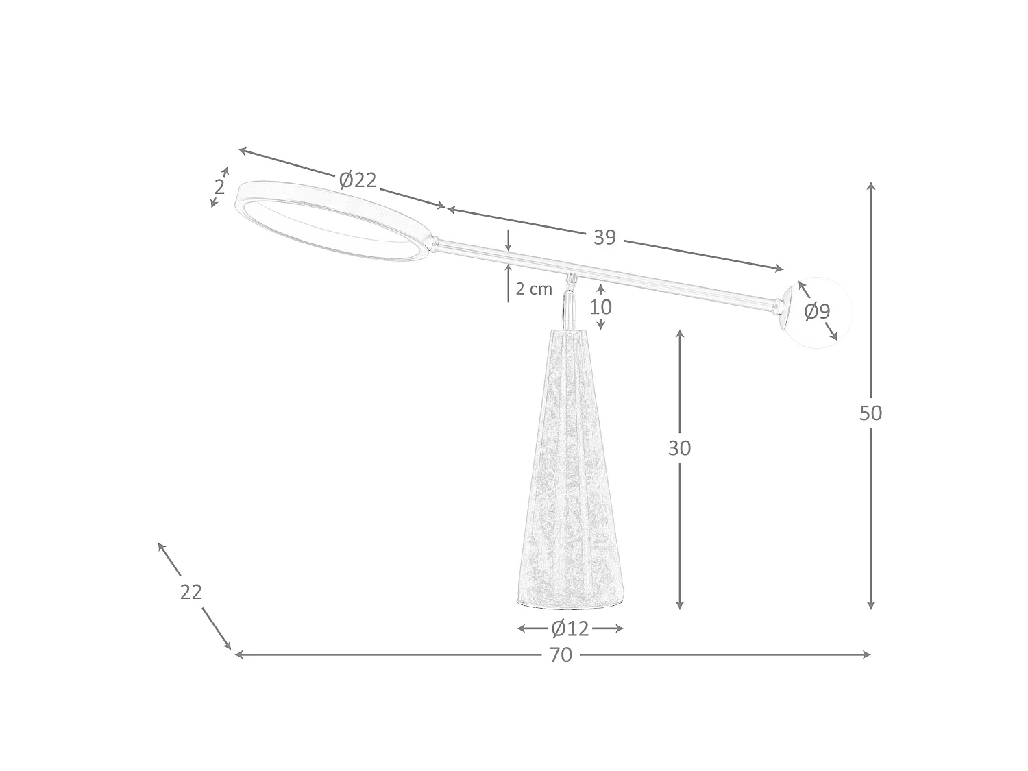 Lampe de table en acier noir et marbre céramique 8093 ANGEL CERDA