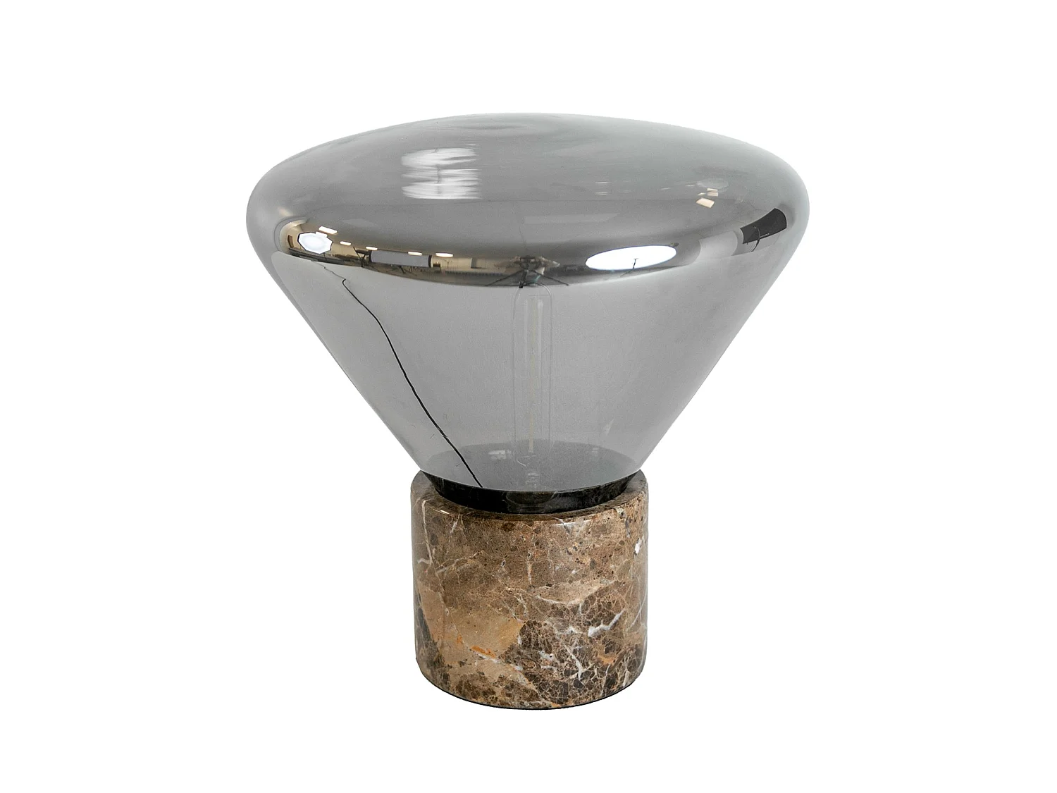 Lampe de table en verre effet miroir fumé gris et marbre céramique 8115 THE LUMINE