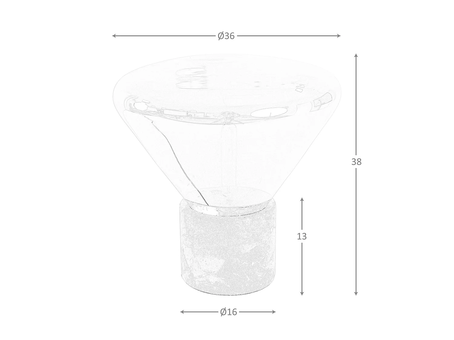 Lampe de table en verre effet miroir fumé gris et marbre céramique 8115 THE LUMINE
