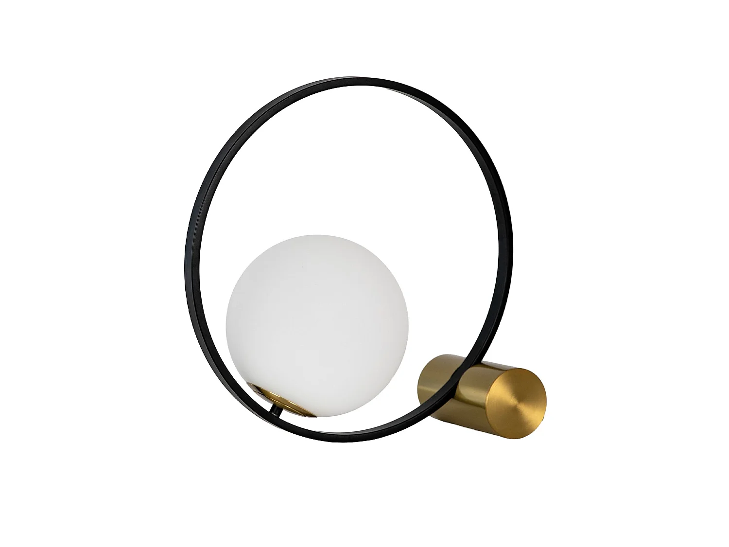 Lampe de table en verre blanc et acier noir avec base en acier poli doré 8096 ANGEL CERDA
