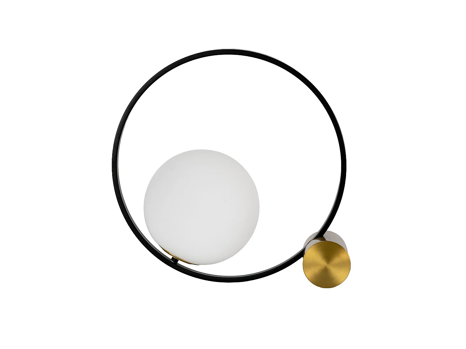 Lampe de table en verre blanc et acier noir avec base en acier poli doré 8096 ANGEL CERDA