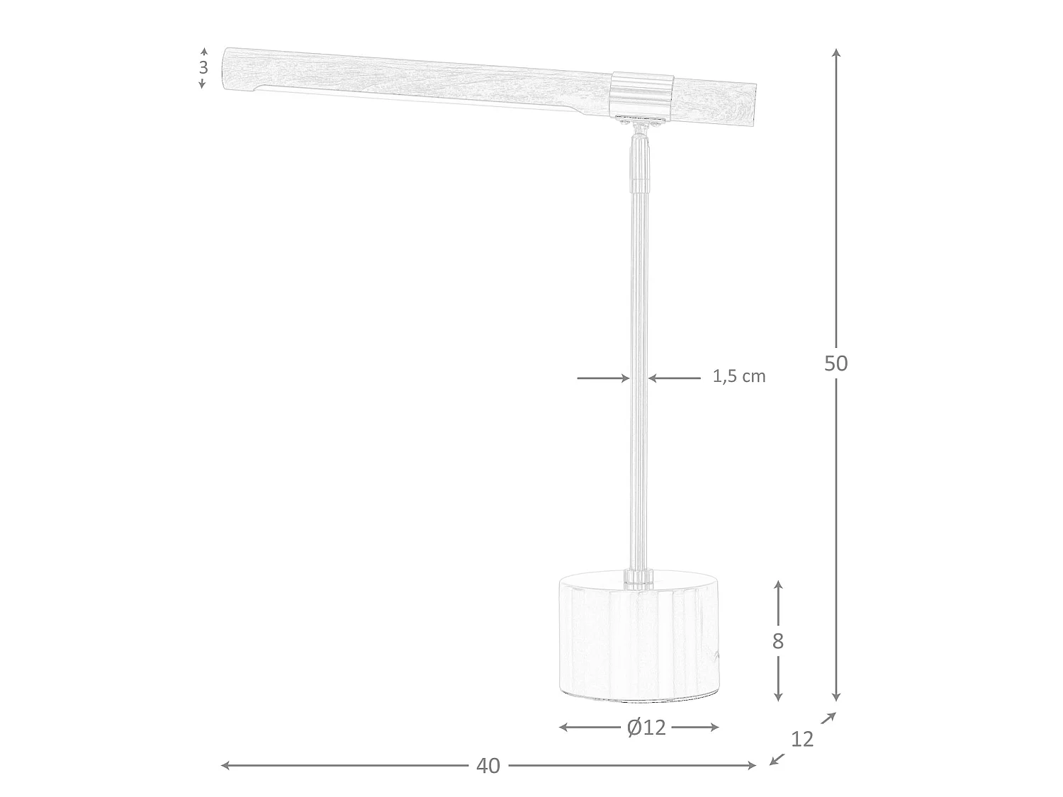 Lampe de table en acier effet noyer et acier poli doré 8122 ANGEL CERDA