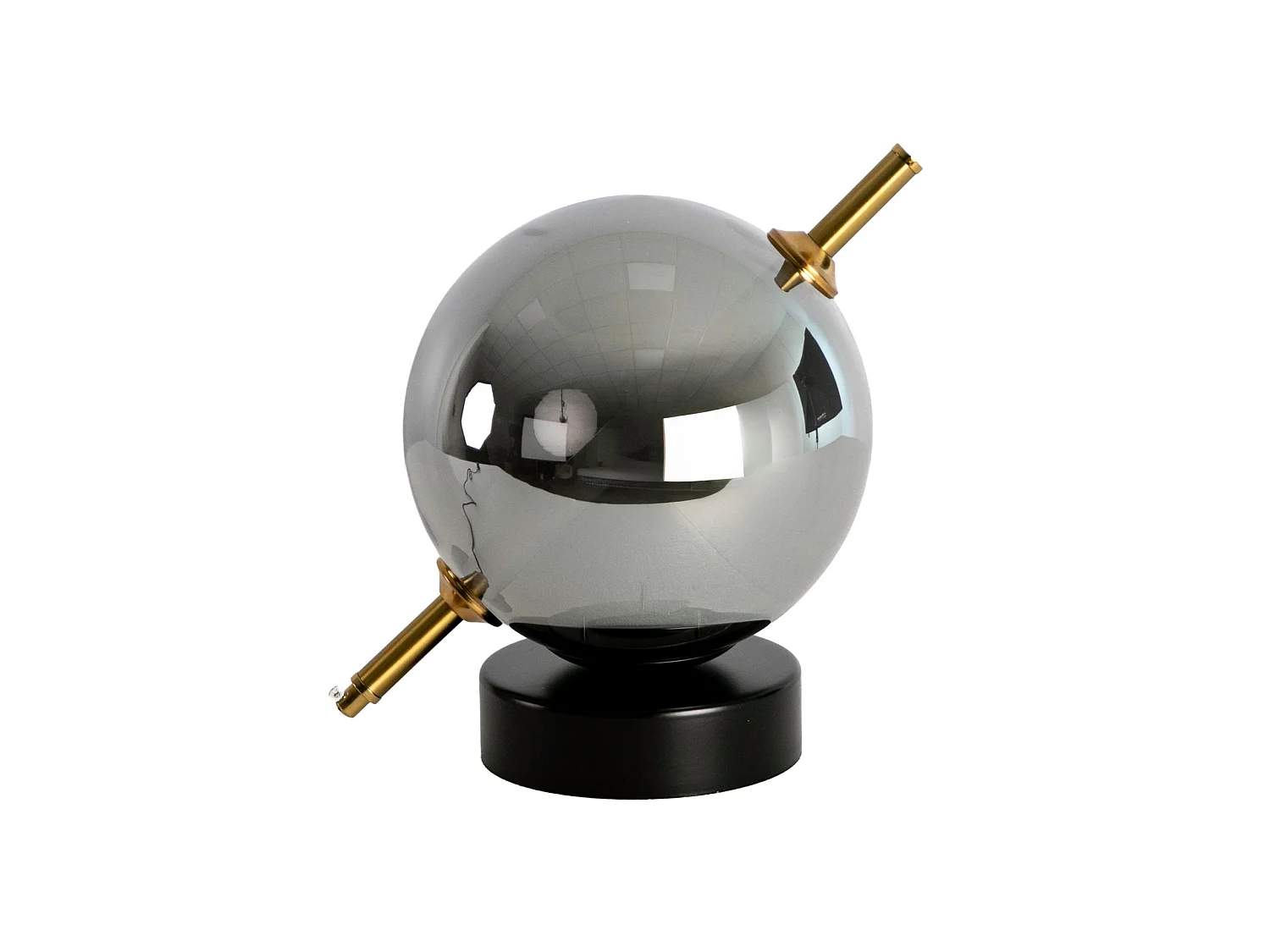 Lampe de table en verre fumé gris effet miroir et acier noir 8090 THE LUMINE