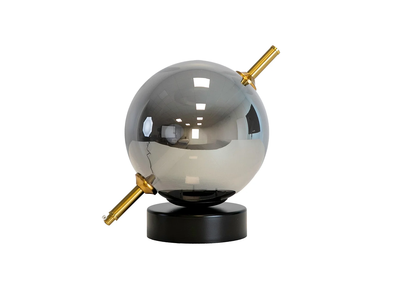 Lampe de table en verre fumé gris effet miroir et acier noir 8090 THE LUMINE