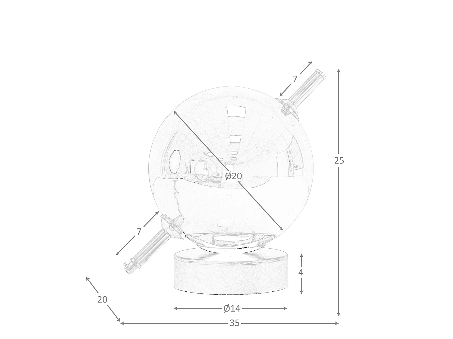 Lampe de table en verre fumé gris effet miroir et acier noir 8090 THE LUMINE