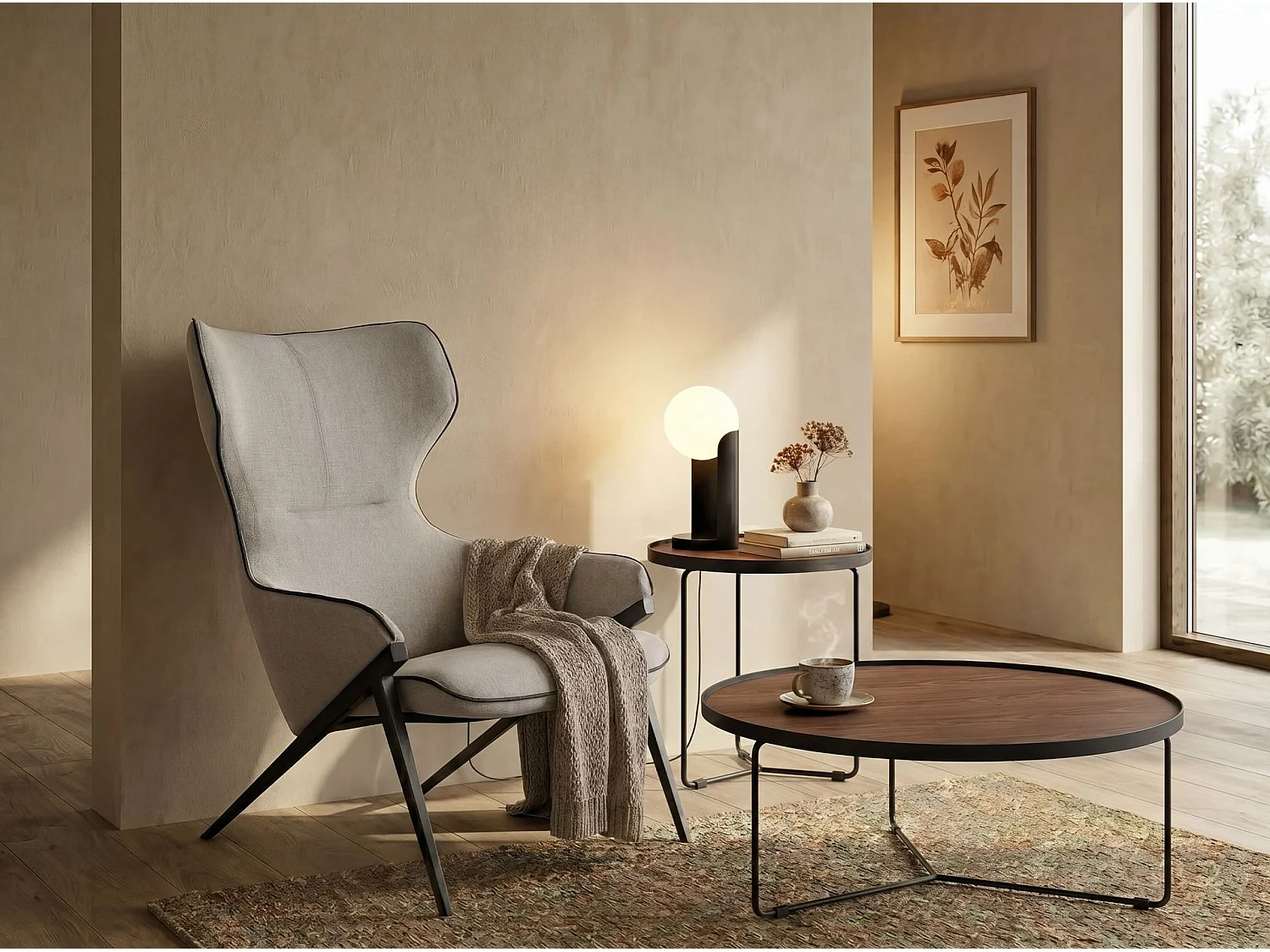 Lampe de table en verre blanc et acier noir 8091 ANGEL CERDA