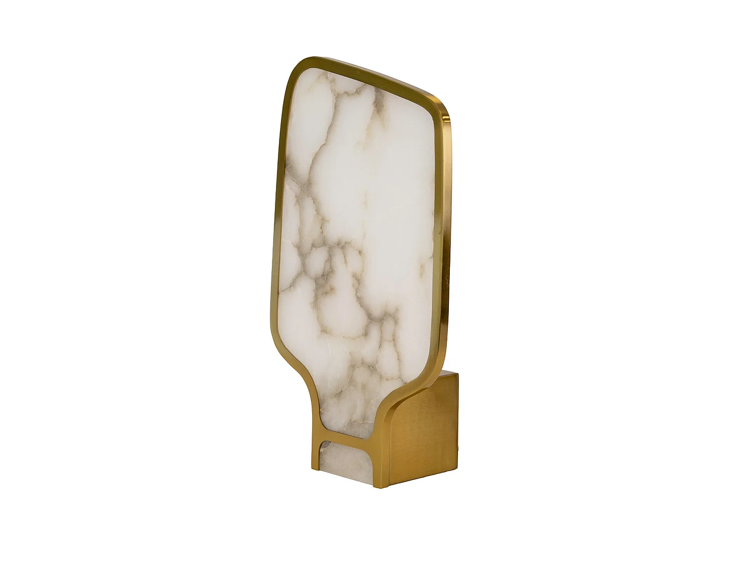 Lampe de table en pierre naturelle d’Alabâtre et acier poli doré 8118 THE LUMINE