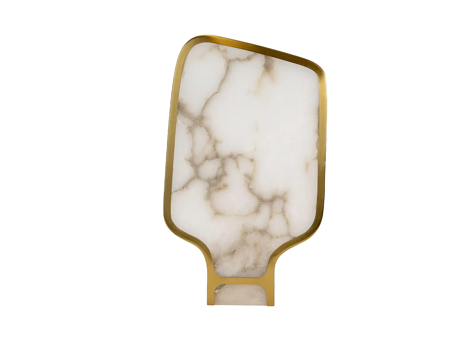 Lampe de table en pierre naturelle d’Alabâtre et acier poli doré 8118 THE LUMINE