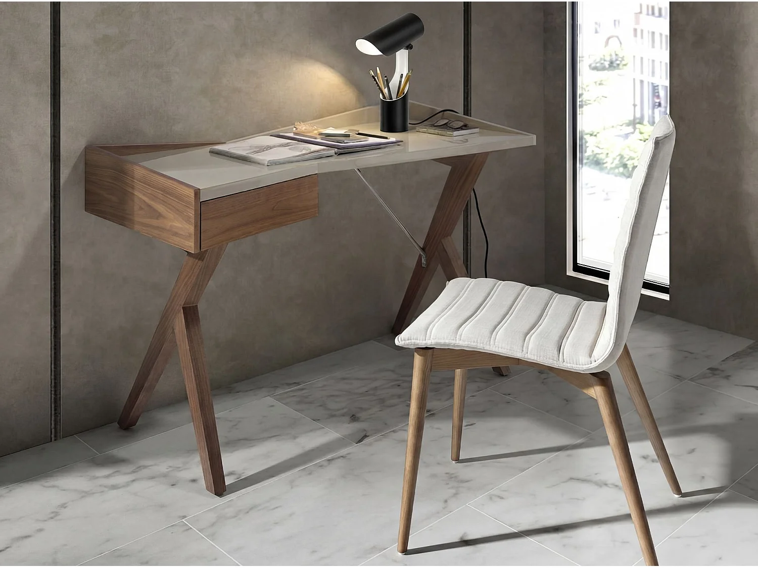 Lampe de table en acier noir et blanc 8113 ANGEL CERDA
