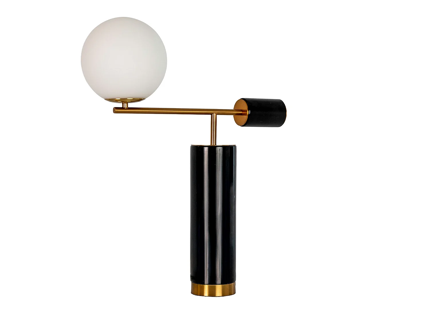 Lampe de table en verre blanc, acier poli doré et base en marbre céramique 8094 THE LUMINE