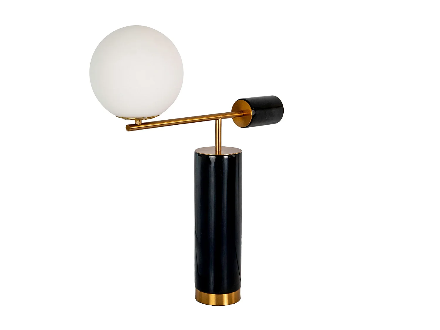 Lampe de table en verre blanc, acier poli doré et base en marbre céramique 8094 THE LUMINE