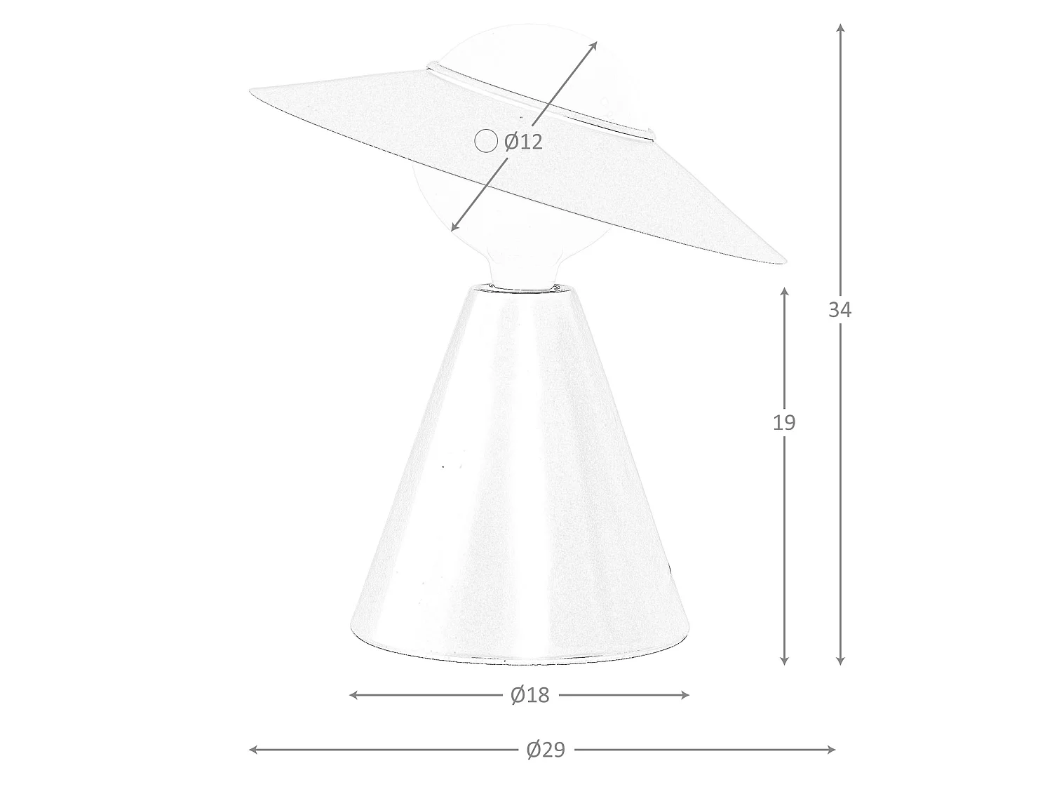 Lampe de table en verre blanc et acier noir 8089 ANGEL CERDA