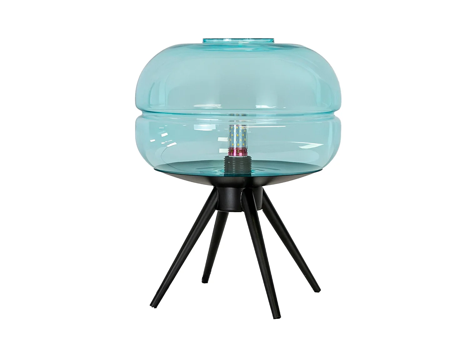 Lampe de table en verre bleu et acier noir 8095 THE LUMINE