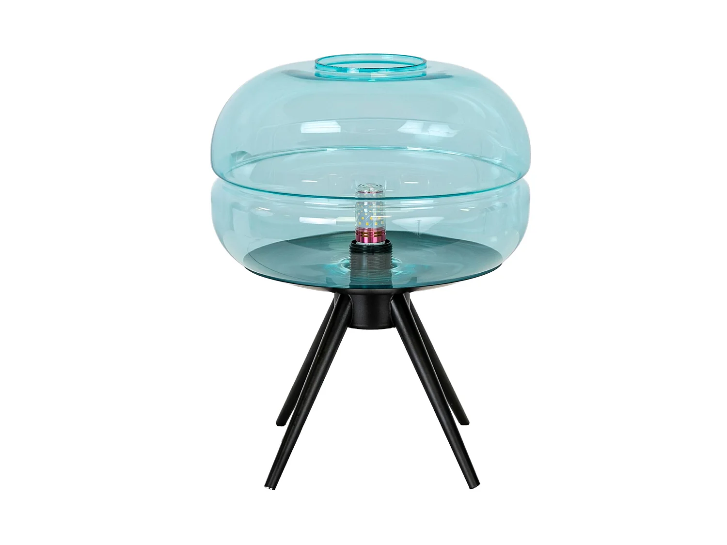 Lampe de table en verre bleu et acier noir 8095 THE LUMINE