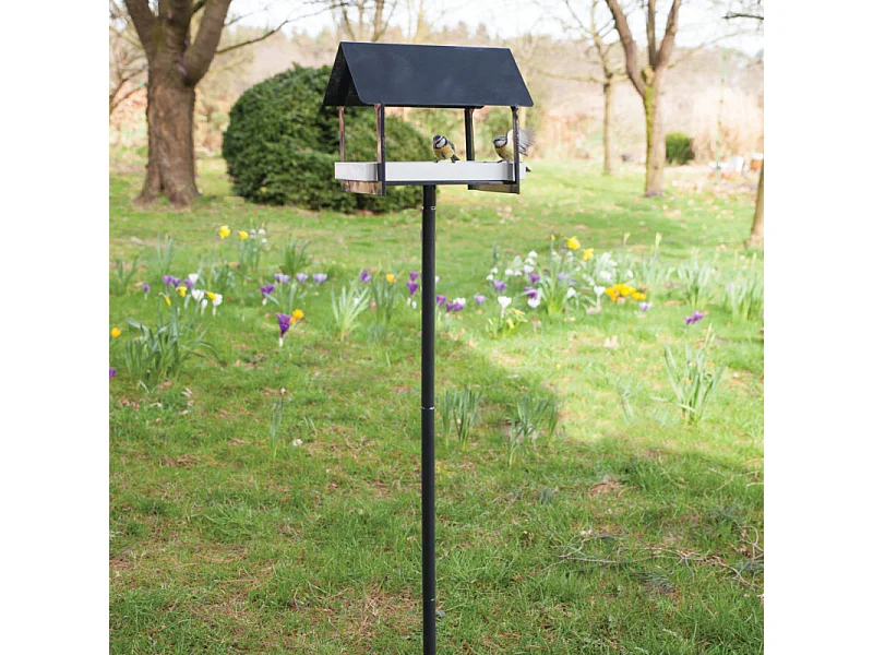 Mangeoire oiseaux acier sur pique anthracite - Esschert Design