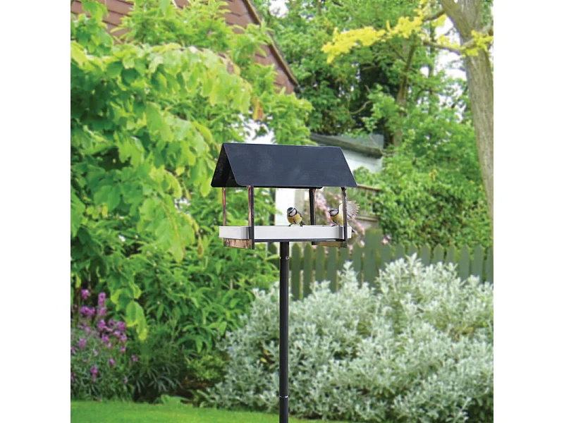 Mangeoire oiseaux acier sur pique anthracite - Esschert Design