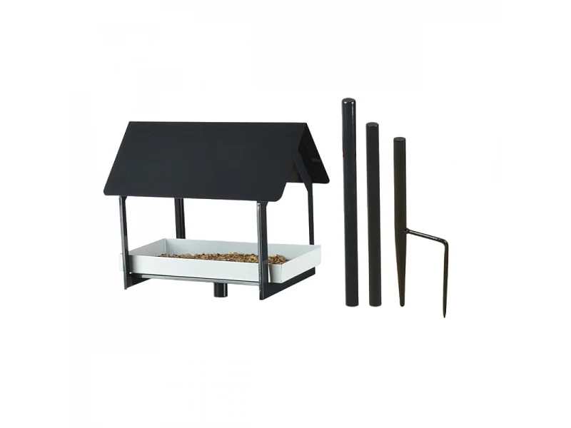 Mangeoire oiseaux acier sur pique anthracite - Esschert Design