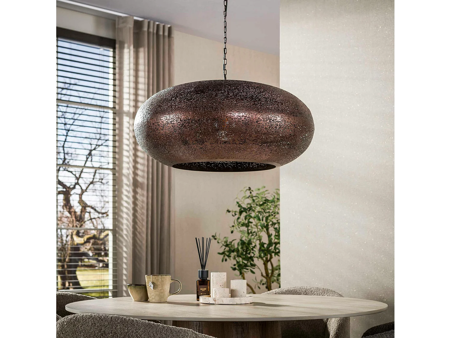 Suspension soucoupe vintage effet cuivre ancien Ø68 RALF