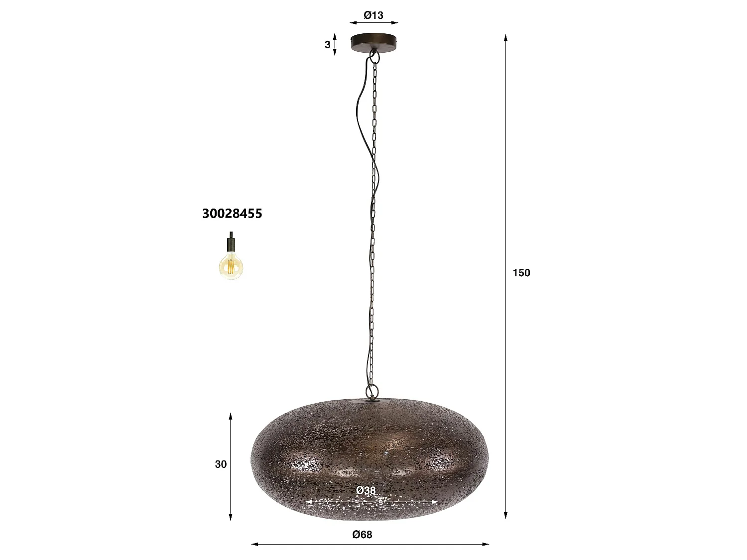 Suspension soucoupe vintage effet cuivre ancien Ø68 RALF