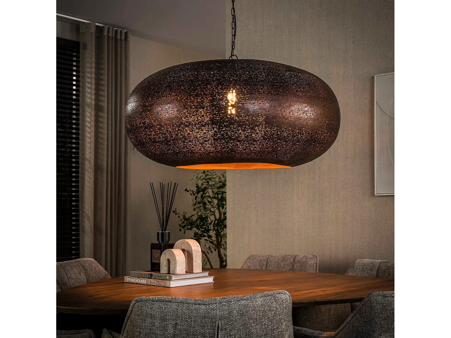 Suspension XL vintage effet cuivre forme soucoupe Ø90 RALF