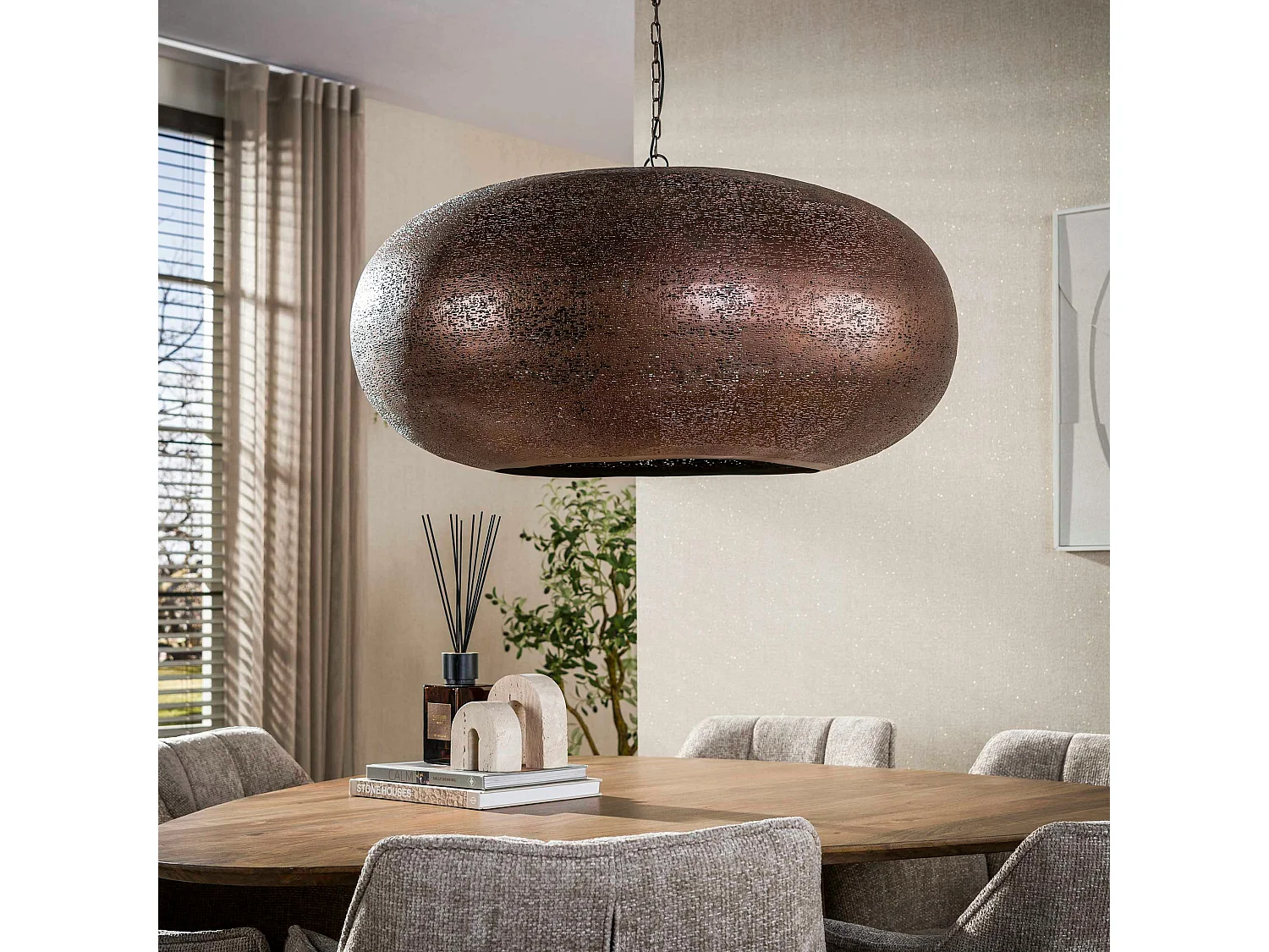 Suspension XL vintage effet cuivre forme soucoupe Ø90 RALF