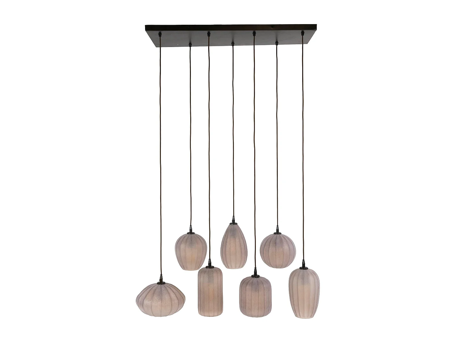 Suspension salle à manger verre brun dépoli 7 lampes NOVA