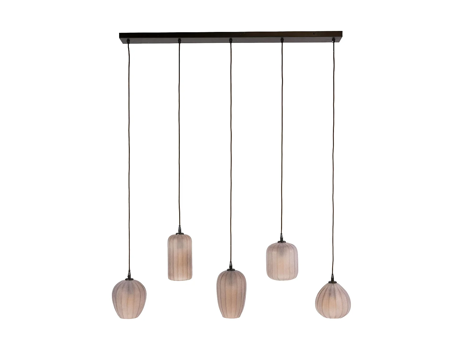 Suspension salle à manger verre brun dépoli 5 lampes NOVA