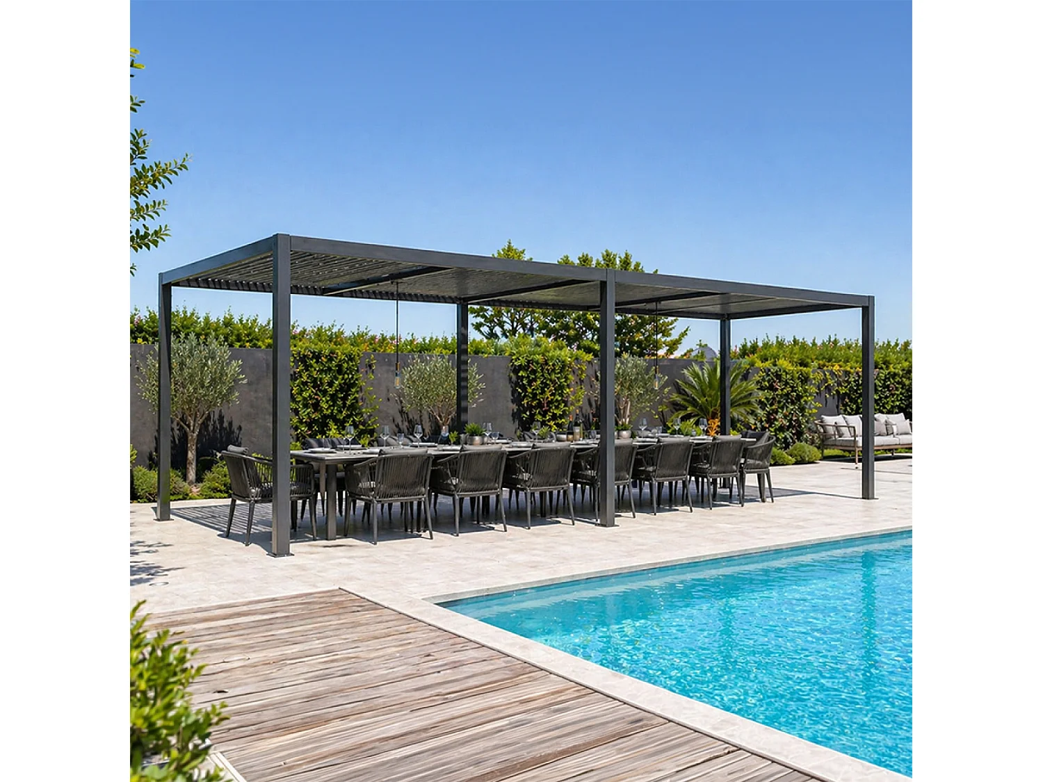 Pergola bioclimatique double 3x6 m noire PAROS