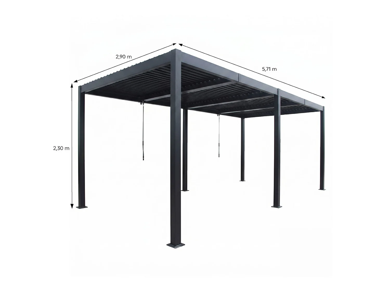 Pergola bioclimatique double 3x6 m noire PAROS