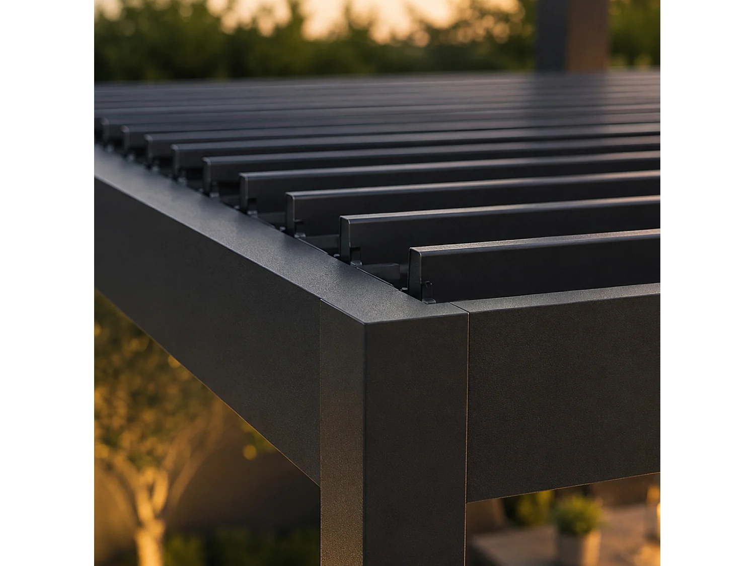 Pergola bioclimatique double 3x6 m noire PAROS