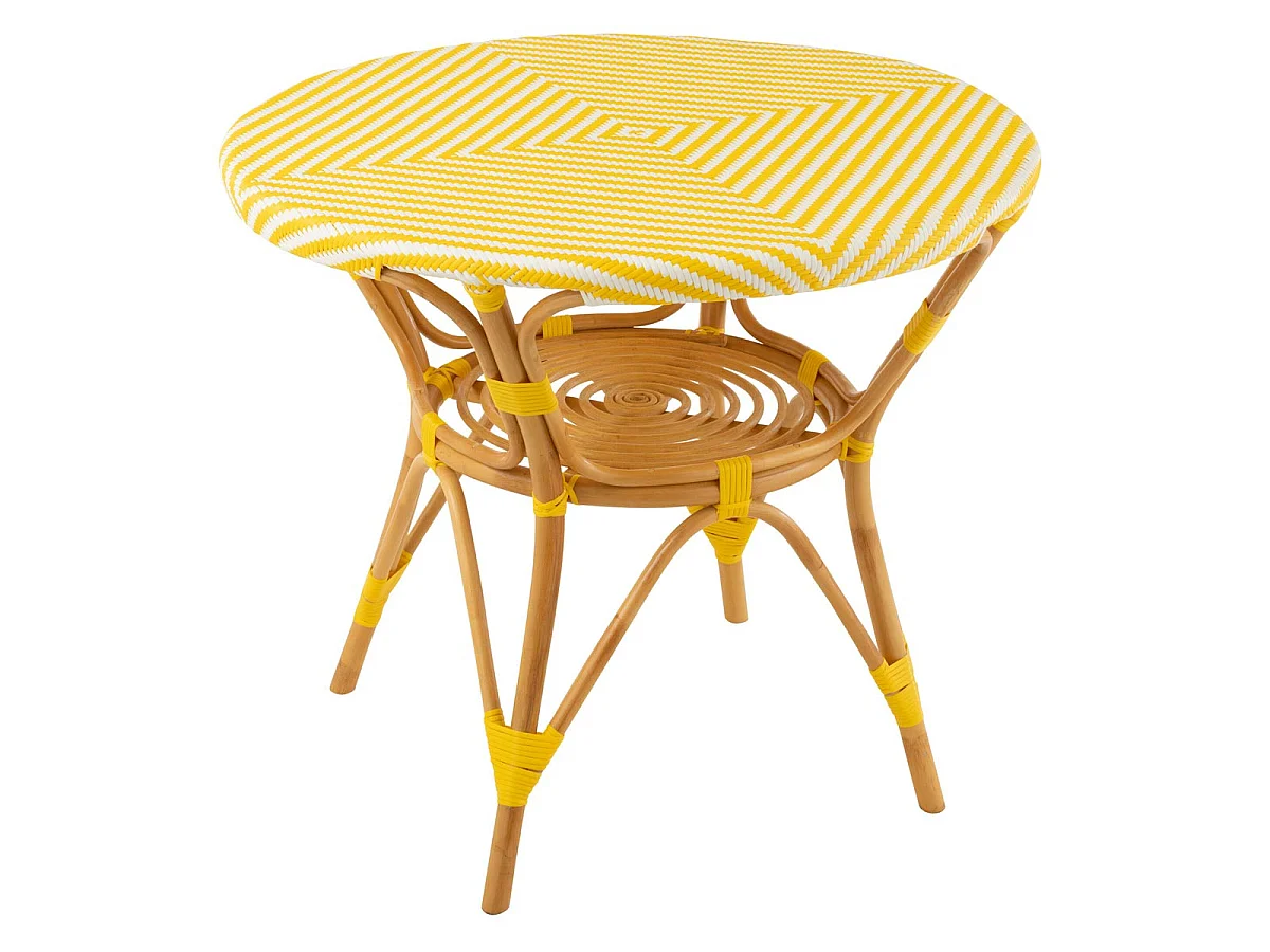 Table à Manger en Rotin "Danial" 90cm Jaune