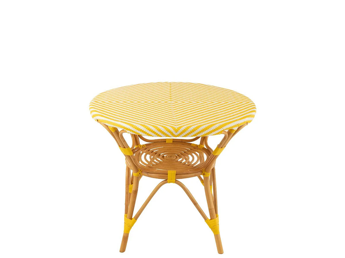 Table à Manger en Rotin "Danial" 90cm Jaune