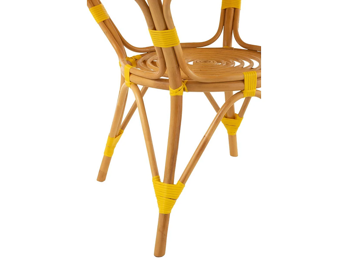 Table à Manger en Rotin "Danial" 90cm Jaune