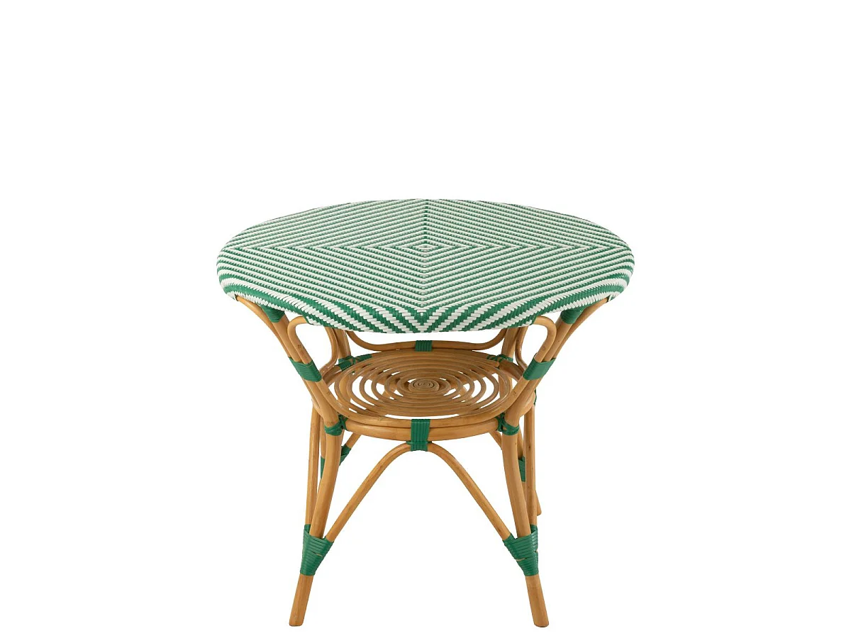 Table à Manger en Rotin "Danial" 90cm Vert Foncé